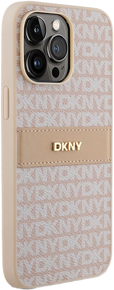 Панель DKNY Leather Mono Stripe & Metal Logo для Apple iPhone 15 Pro Pink (3666339260699) - зображення 3