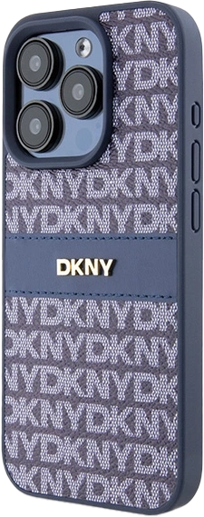 Панель DKNY Leather Mono Stripe & Metal Logo для Apple iPhone 15 Pro Blue (3666339260835) - зображення 1