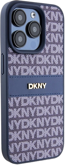 Панель DKNY Leather Mono Stripe & Metal Logo для Apple iPhone 15 Pro Blue (3666339260835) - зображення 3