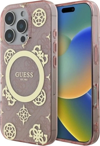 Панель Guess IML Peony On 4G Background MagSafe для Apple iPhone 16 Pro Pink (GUHMP16LH4PYEEP) - зображення 1