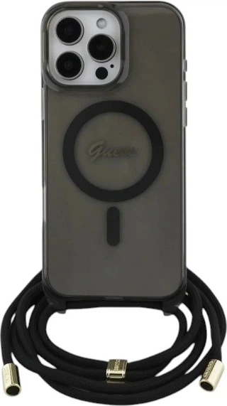 Панель Guess Crossbody Cord Script MagSafe для Apple iPhone 16 Pro Black (GUHMP16LHCTSGNSK) - зображення 1