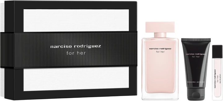 Zestaw prezentowy damski Narciso Rodriguez For Her Woda perfumowana 100 ml + Lotion do ciała 50 ml + Woda perfumowana 10 ml (3423222133696) - obraz 1