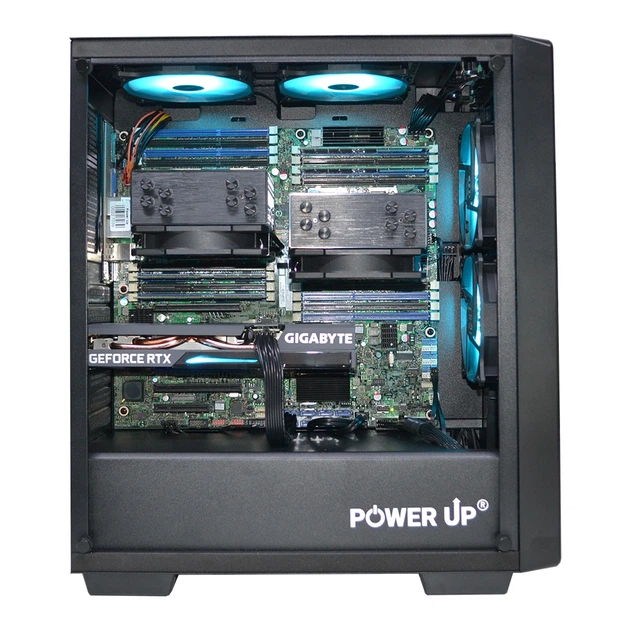 Двухпроцессорная рабочая станция PowerUp #402 AMD EPYC 7642 x2 / 256 GB / SSD 2TB / GeForce RTX 4070Ti Super 16GB многопроцессорная вычислительная система для разработки - изображение 2