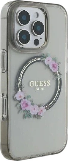 Панель Guess IML Flowers Wreath MagSafe для Apple iPhone 16 Pro Black (GUHMP16LHFWFCK) - зображення 4