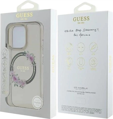 Панель Guess IML Flowers Wreath MagSafe для Apple iPhone 16 Pro Black (GUHMP16LHFWFCK) - зображення 8