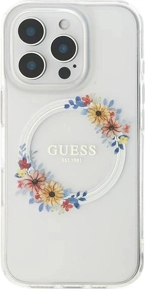 Панель Guess IML Flowers Wreath MagSafe для Apple iPhone 16 Pro Transparent (GUHMP16LHFWFCT) - зображення 2