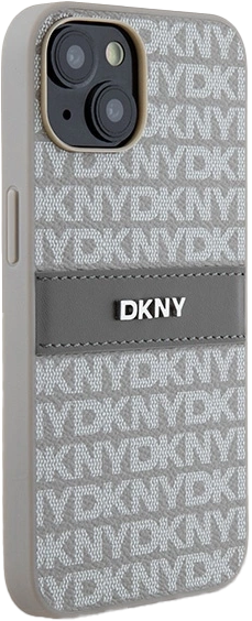 Etui DKNY Leather Mono Stripe & Metal Logo do Apple iPhone 14 Plus/15 Plus Beige (3666339260545) - obraz 4
