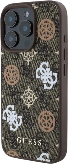 Etui Guess Peony On 4G Background MagSafe do Apple iPhone 16 Pro Brown (GUHMP16LP4PWPW) - obraz 3