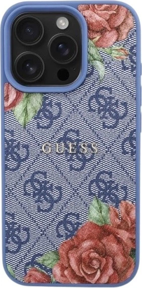 Etui Guess 4G Flowers Print MagSafe do Apple iPhone 16 Pro Blue (GUHMP16LP4ROPEMCB) - obraz 2