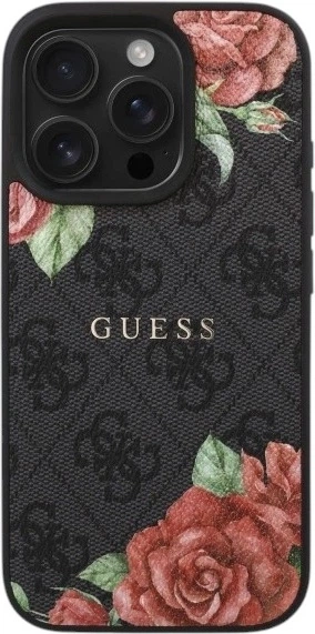 Etui Guess 4G Flowers Print MagSafe do Apple iPhone 16 Pro Black (GUHMP16LP4ROPEMCK) - obraz 2