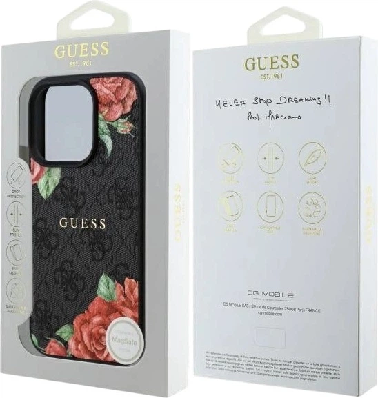 Etui Guess 4G Flowers Print MagSafe do Apple iPhone 16 Pro Black (GUHMP16LP4ROPEMCK) - obraz 8