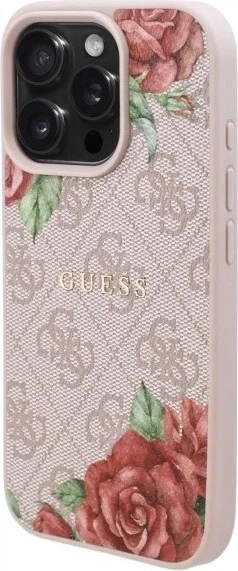 Etui Guess 4G Flowers Print MagSafe do Apple iPhone 16 Pro Pink (GUHMP16LP4ROPEMCP) - obraz 3