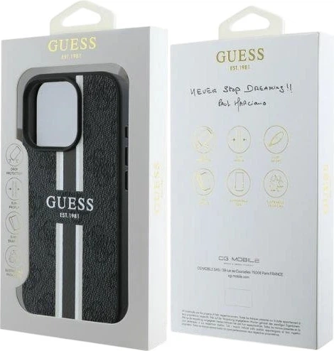 Etui Guess 4G Printed Stripes MagSafe do Apple iPhone 16 Pro Black (GUHMP16LP4RPSK) - obraz 6