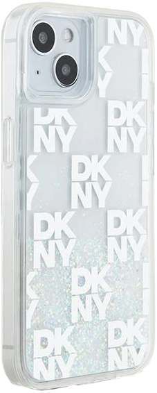 Etui DKNY Liquid Glitter Multilogo do Apple iPhone 13/14/15 White (3666339271039) - obraz 4