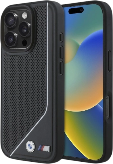 Панель BMW M Perforated Twisted Line MagSafe для Apple iPhone 16 Pro Black (BMHMP16L23PUCPK) - зображення 1