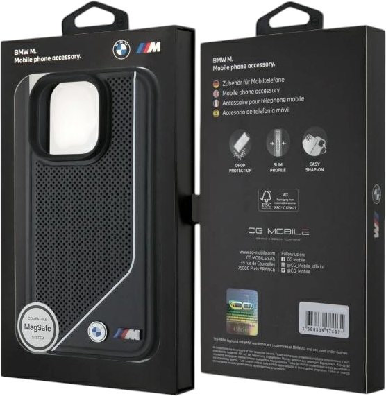 Панель BMW M Perforated Twisted Line MagSafe для Apple iPhone 16 Pro Black (BMHMP16L23PUCPK) - зображення 8