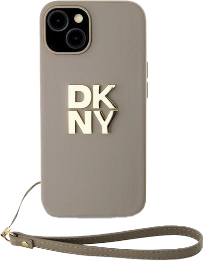 Etui DKNY Wrist Strap Stock Logo do Apple iPhone 13/14/15 Beige (3666339264871) - obraz 1