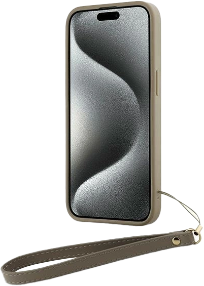 Etui DKNY Wrist Strap Stock Logo do Apple iPhone 13/14/15 Beige (3666339264871) - obraz 3