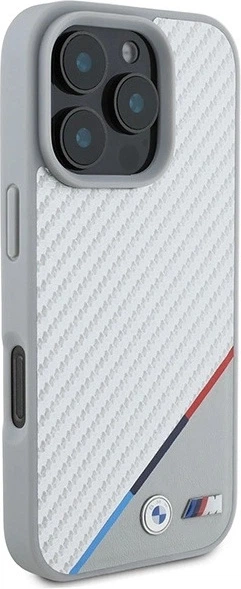 Панель BMW M Carbon Tricolor Line MagSafe для Apple iPhone 16 Pro Gray (BMHMP16L23PUDTS) - зображення 4