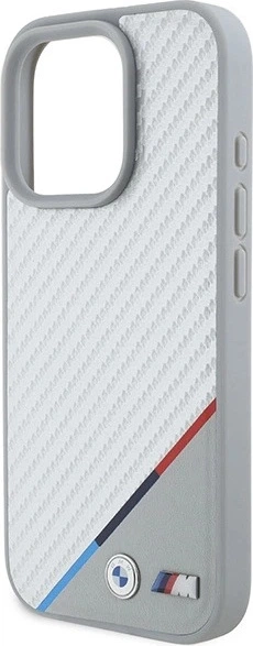 Панель BMW M Carbon Tricolor Line MagSafe для Apple iPhone 16 Pro Gray (BMHMP16L23PUDTS) - зображення 6