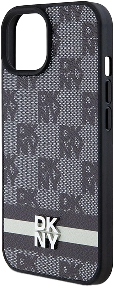 Панель DKNY Leather Checkered Mono Pattern & Printed Stripes для Apple iPhone 13/14/15 Black (3666339263195) - зображення 4