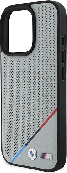 Панель BMW M Perforated Tricolor Line MagSafe для Apple iPhone 16 Pro Gray (BMHMP16L23PUPDG) - зображення 6