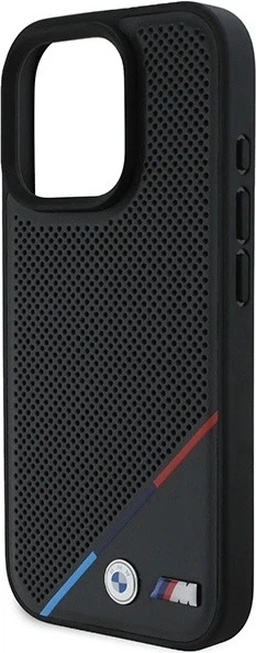 Etui plecki BMW M Perforated Tricolor Line MagSafe do Apple iPhone 16 Pro Black (BMHMP16L23PUPDK) - obraz 6