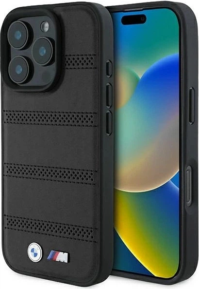 Панель BMW M Perforated And Stitched Line MagSafe для Apple iPhone 16 Pro Black (BMHMP16L23PUSPK) - зображення 1