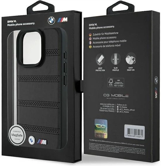 Панель BMW M Perforated And Stitched Line MagSafe для Apple iPhone 16 Pro Black (BMHMP16L23PUSPK) - зображення 8