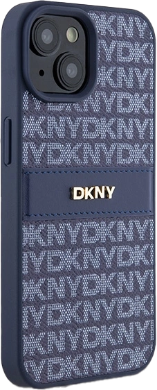 Etui DKNY Leather Mono Stripe & Metal Logo do Apple iPhone 13/14/15 Blue (3666339260811) - obraz 4