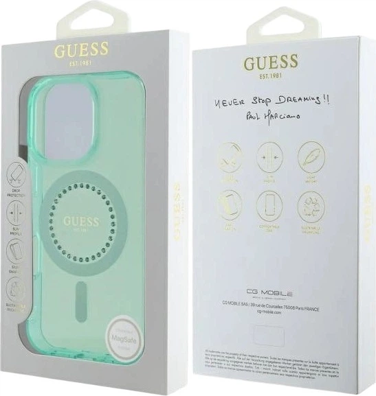 Etui Guess IML Rhinestones MagSafe do Apple iPhone 16 Pro Green (GUHMP16LPFTDTEN) - obraz 8