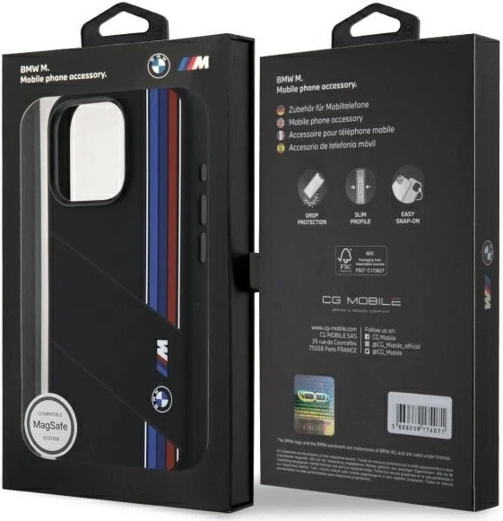 Панель BMW Silicone Cut Tricolor Lines MagSafe для Apple iPhone 16 Pro Black (BMHMP16L23SCUK) - зображення 8