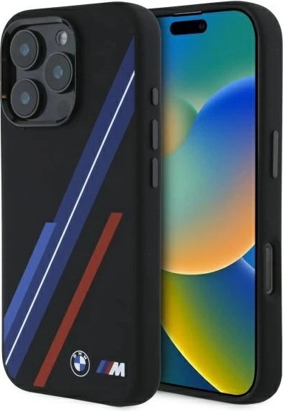 Панель BMW Silicone Random Lines MagSafe для Apple iPhone 16 Pro Black (BMHMP16L23SSPK) - зображення 1