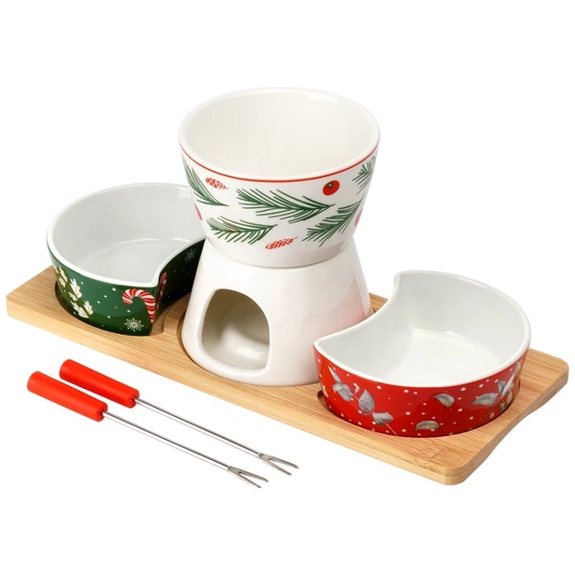 Zestaw do fondue Excellent Houseware porcelanowy na tacy 6 el (8721037491235) - obraz 1