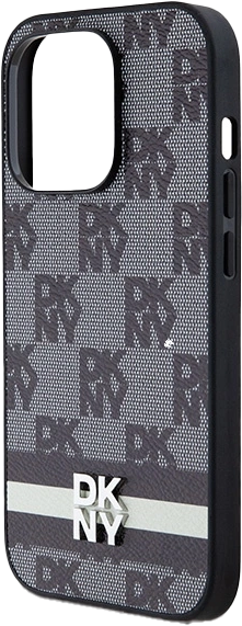 Etui DKNY Leather Checkered Mono Pattern & Printed Stripes do Apple iPhone 15 Pro Max Black (3666339263225) - obraz 4