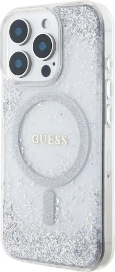 Etui Guess Resin Gradient Glitter MagSafe do Apple iPhone 16 Pro Silver (GUHMP16LRGRGES) - obraz 3