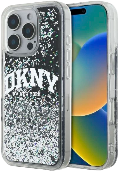 Etui DKNY Liquid Glitter Arch Logo do Apple iPhone 16 Pro Max Black (3666339336295) - obraz 1