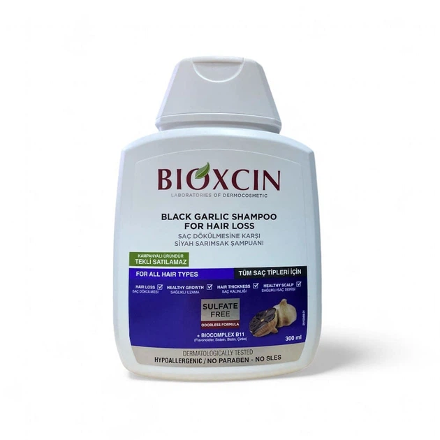 Bioxsine Black Garlic Shampoo — шампунь с чёрным чесноком против выпадения волос - изображение 3