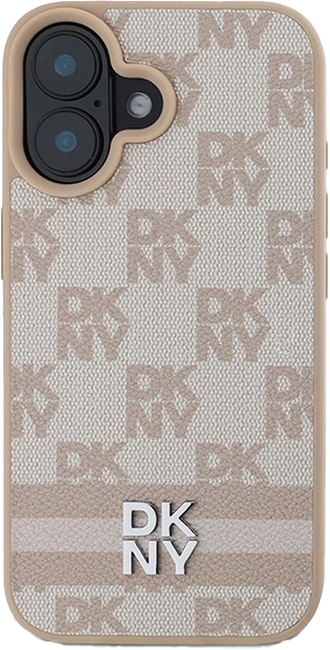 Панель DKNY Checkered Pattern & Printed Stripes для Apple iPhone 16 Pink (3666339334222) - зображення 3