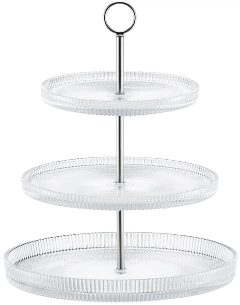 Сервірувальне блюдо Ambition Curly трирівневе Срібне 29 см (5904134676122) - зображення 1