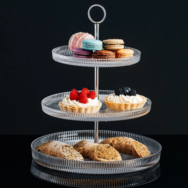 Сервірувальне блюдо Ambition Curly трирівневе Срібне 29 см (5904134676122) - зображення 2