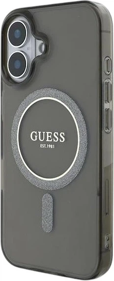Etui Guess IML Glitter Circle MagSafe do Apple iPhone 16 Plus Black (GUHMP16MHFGEREK) - obraz 3