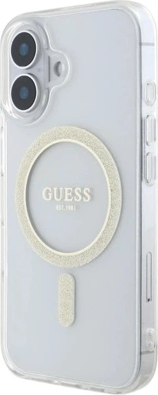 Etui Guess IML Glitter Circle MagSafe do Apple iPhone 16 Plus Transparent (GUHMP16MHFGERET) - obraz 3