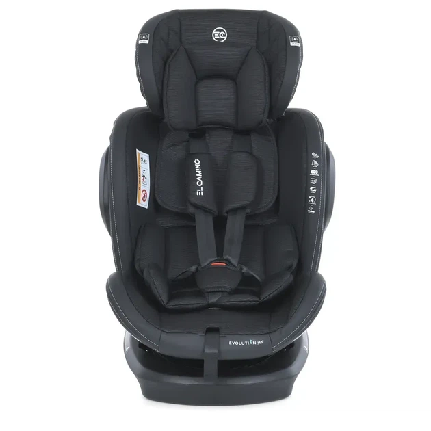 Автокрісло El Camino ME 1045 EVOLUTION 2 360⁰ Black Striped (група 0+/1-2-3, isofix, поворот 360⁰, чорний зі смужками) - зображення 3