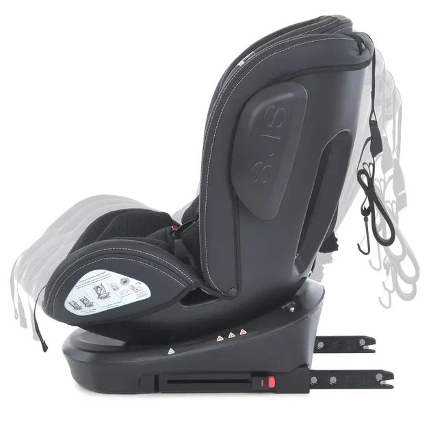 Автокрісло El Camino ME 1045 EVOLUTION 2 360⁰ Black Striped (група 0+/1-2-3, isofix, поворот 360⁰, чорний зі смужками) - зображення 10