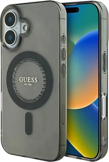 Etui Guess IML Rhinestones MagSafe do Apple iPhone 16 Plus Black (GUHMP16MPFTDTEK) - obraz 1