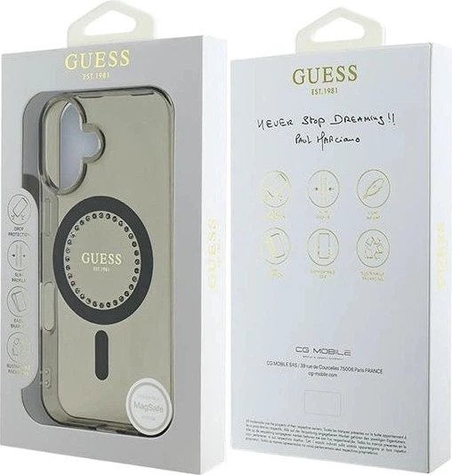 Etui Guess IML Rhinestones MagSafe do Apple iPhone 16 Plus Black (GUHMP16MPFTDTEK) - obraz 8