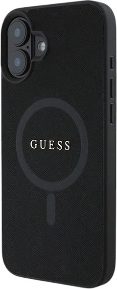 Etui Guess Saffiano Classic Logo MagSafe do Apple iPhone 16 Plus Black (GUHMP16MPSAHMCK) - obraz 3
