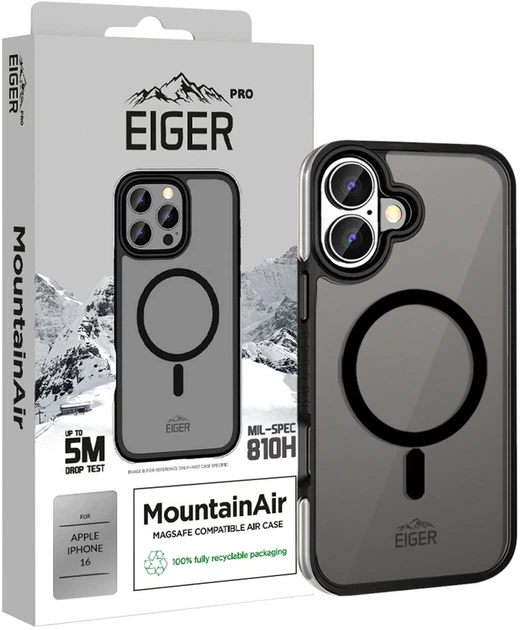 Etui plecki EIGER Pro MountainAir MagSafe Case do Apple iPhone 16 Black (5055821776660) - obraz 2