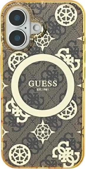 Etui Guess IML Peony On 4G Background MagSafe do Apple iPhone 16 Brown (GUHMP16SH4PYEEW) - obraz 2
